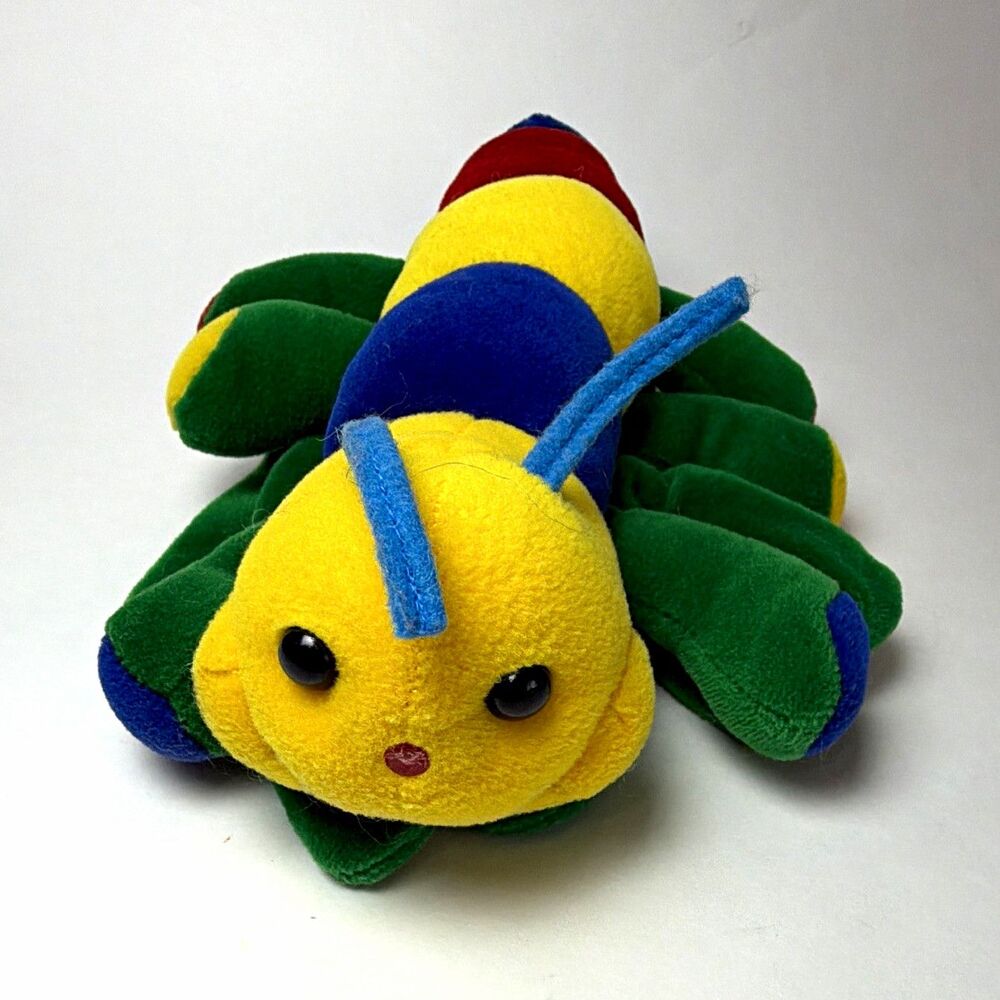 Caterpillar Plush Hand Puppet Stuffed Animal Yellow Green Blue Red Small 9 in